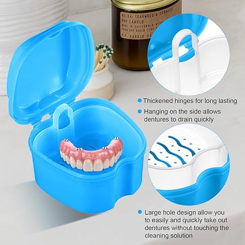 Miniatura 6 de Paquete de 2 cajas de baño para cepillo de dentadura postiza para limpiar tazas, contenedor de remojo de dientes falsos, caja de almacenamiento de