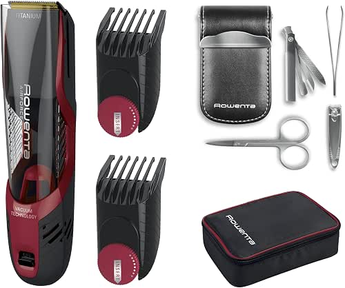 Rowenta Airforce Ultimate Tondeuse cheveux avec système d'aspiration, Equipement précision,