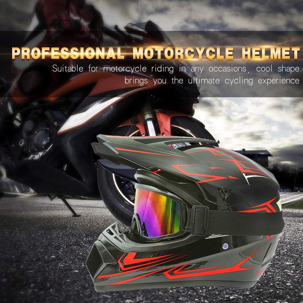Casco da Motocross Per Bambini, Casco Integrale Mtb con Occhiali, Maschera E Guanti, Per Moto da Discesa Mx Dirt