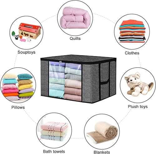 Miniatura 8 de Bolsas grandes de almacenamiento de ropa, paquete de 4 organizadores de almacenamiento para ropa, sábanas, mantas, edredones, ropa de cama,