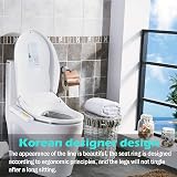 ELMWAY Asiento de bidé EB-845 Electrónico Smart Bidet Asiento de inodoro Alargado Blanco Boquilla de autolimpieza Panel lateral Posterior Femenino Niño Vórtice Lavado Ajustable Agua Caliente y Asiento
