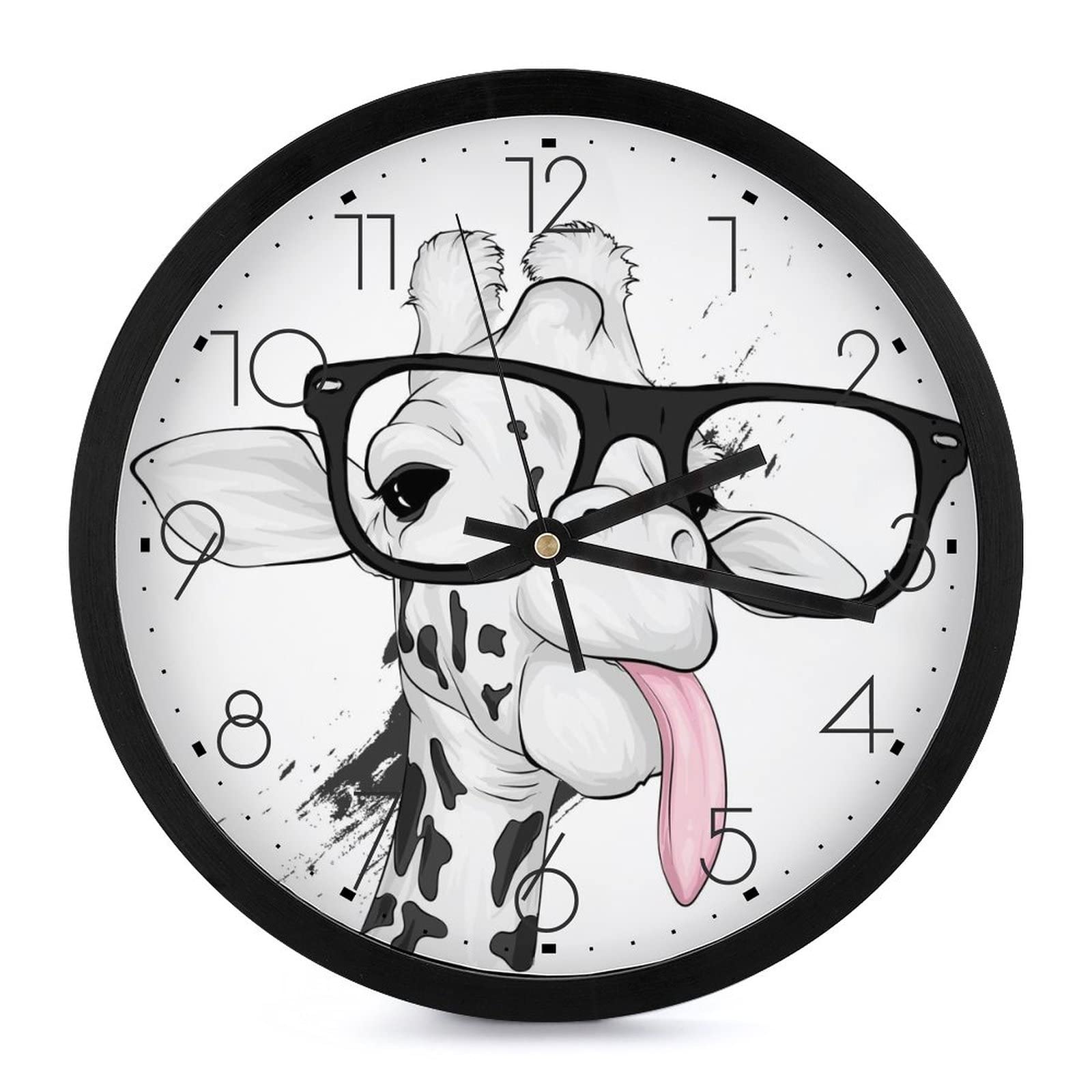 Horloge murale girafe à grands chiffres pour salon et cuisine 25cm