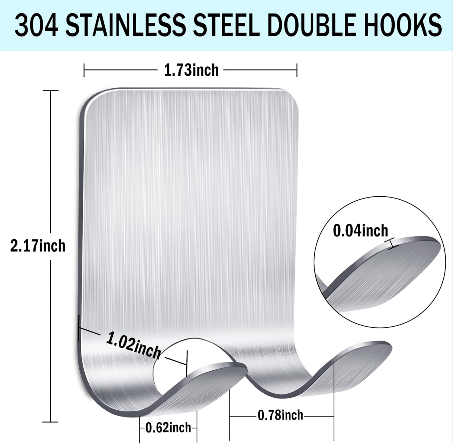 Razor Holder for Shower, 4 Pack Stainless Steel Razor Holder Hooks, Waterproof Self-Adhesive Shaver Holder Hanger Hooks for Bathroom Kitchen to Organize Loofah Robe Towel Plug Coat