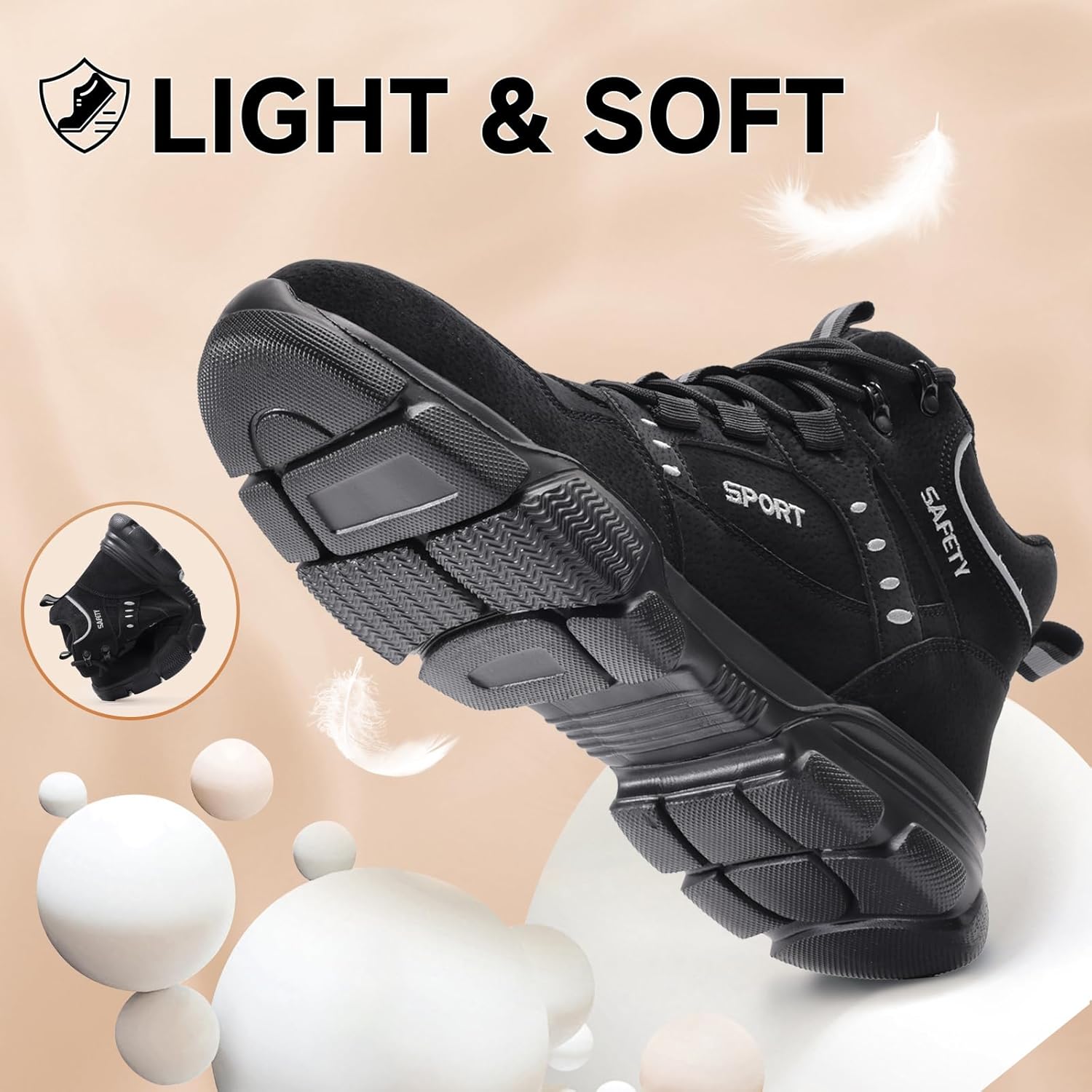 Steel Toe Boots for Men High Top Work Safety Boots with Kevlar Puncture Resistant Midsole Lightweight Industrial Men's Work & Utility Shoes for Construction Warehouse Factory Jobs - Image 6