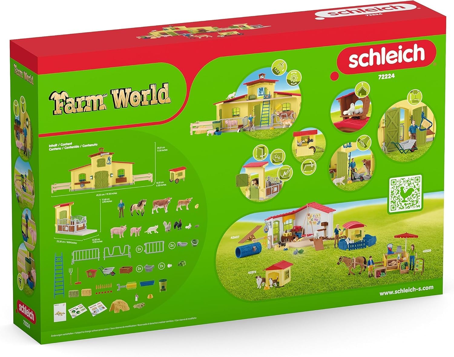 Schleich Farm World | Farm mit Hühnerstall und Pferdebox 72224 | 123 Teile | detailgetreues schleich Tiere Set | Bauernhof Spielzeug ab 3 Jahre | exklusiv bei Amazon