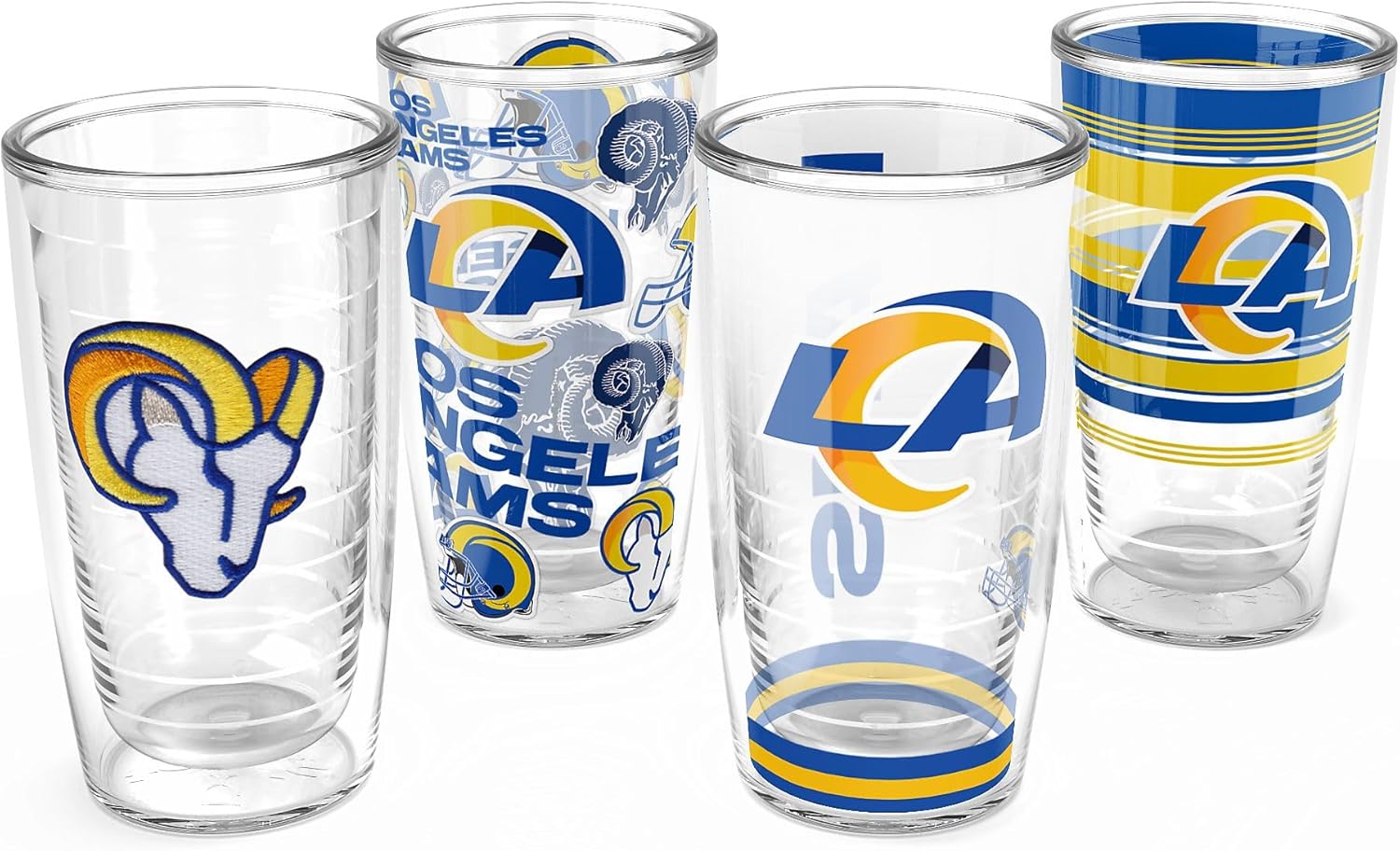 Tervis Classic Tritan 16oz Classic Tumbler, Set of 4 | NFL® Los Angeles Rams - Assorted | Made in America, BPA/PFAS Free, Keeps Drinks Hot or Cold