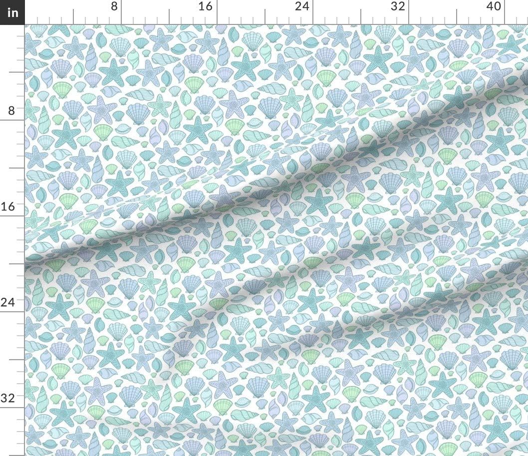 Spoonflower Fabric - Seashells Cool Sand Beach Shells Starfish Colors Sea Printed on Petal Signature Cotton Fabric by The Yard - Sewing Quilting Apparel Crafts Decor