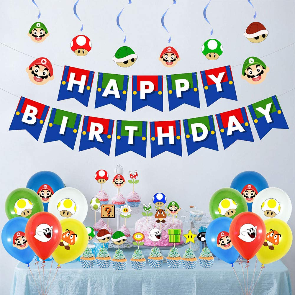 Super Mario Birthday Party Supplies Set With Mario Balloons Super Mario