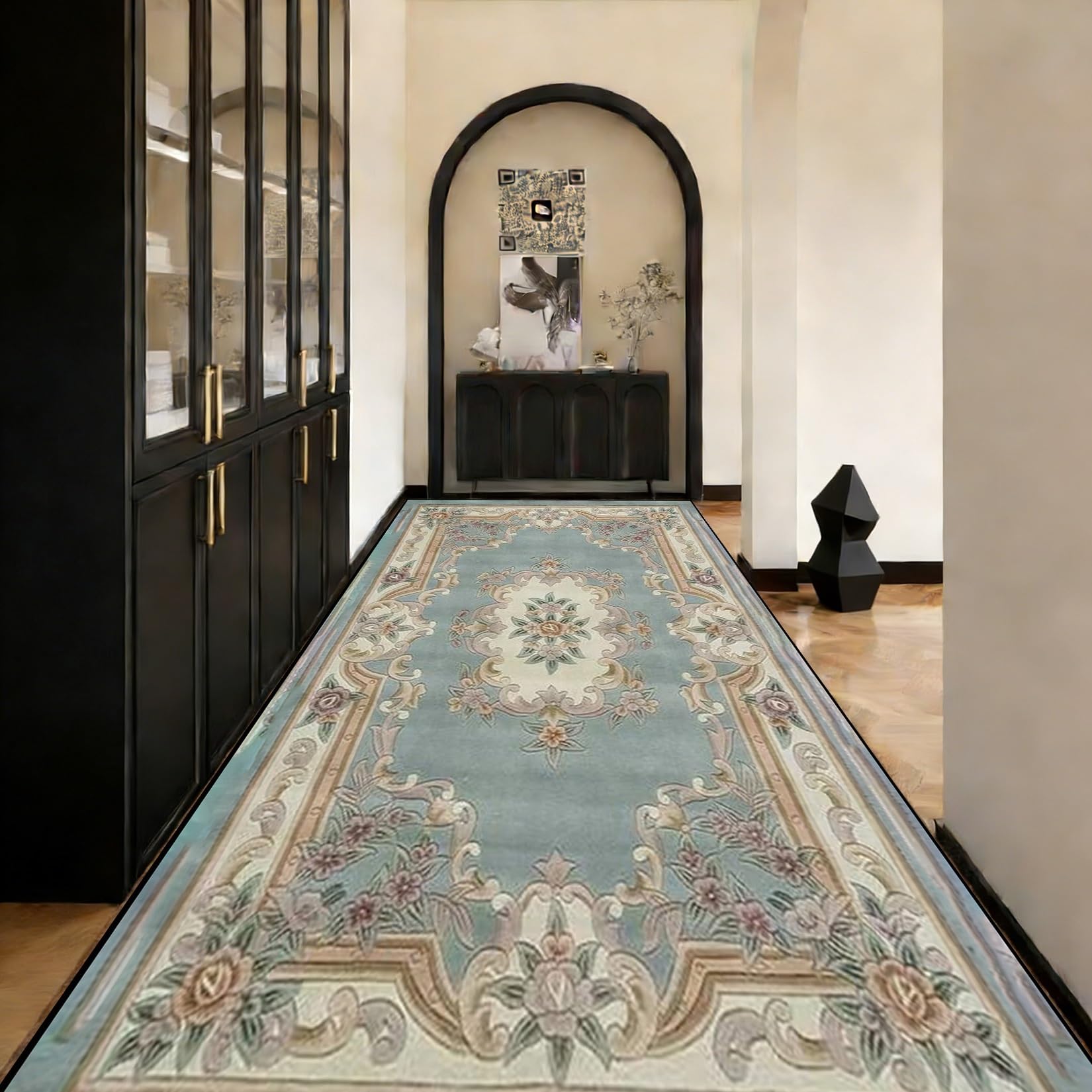 Tapis de couloir long antidérapant 110x410 cm lavable en machine pour grand passage