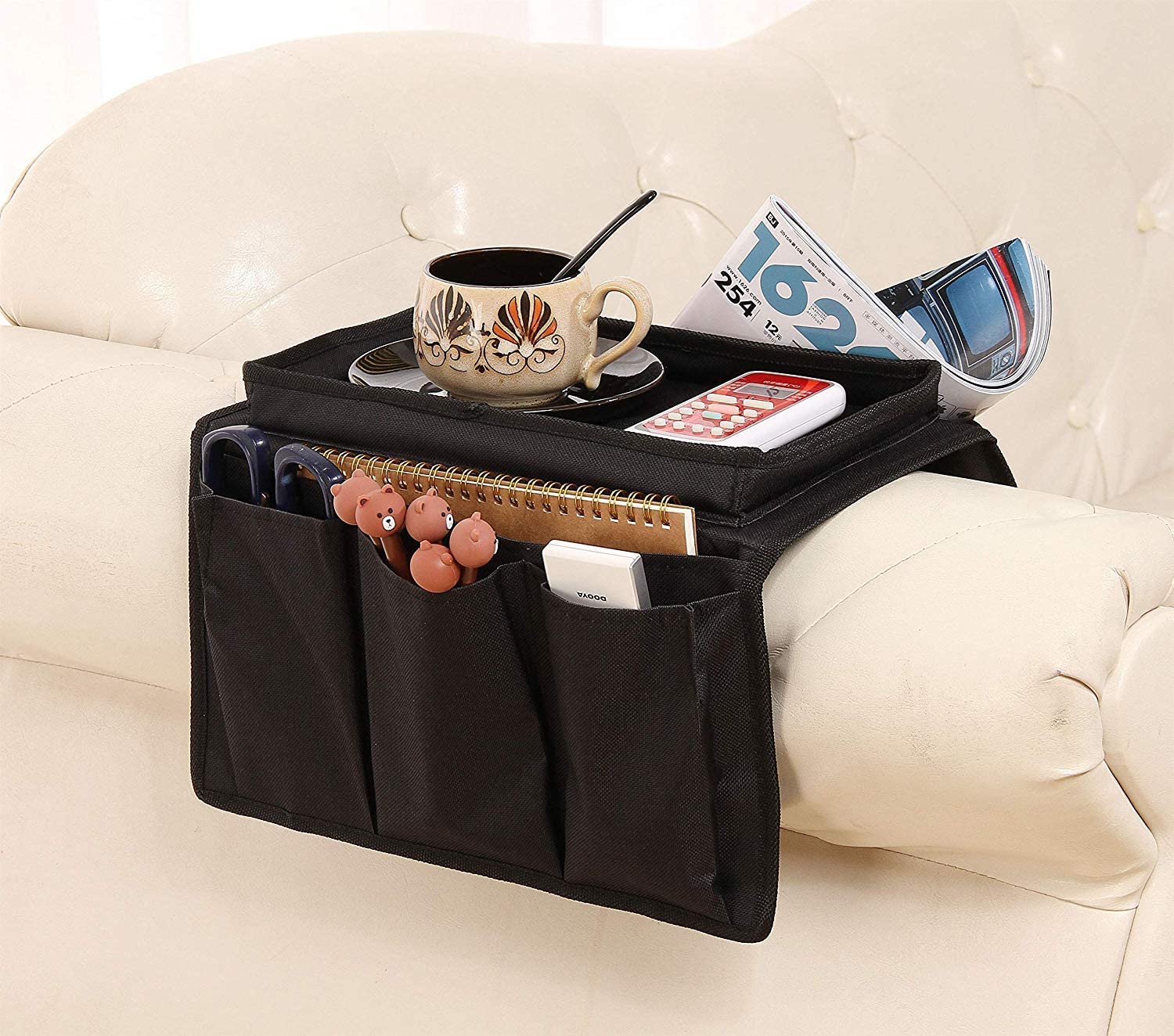 Jorex Mart 6 Pockets Sofa Handrail Couch Armrest Arm Rest Organizer Remote Control Holder Bag on TV-picture-11