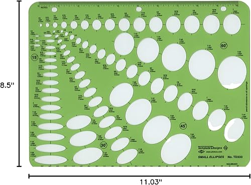 Miniatura 6 de ALVIN, Plantilla Maestra Even Ellipse de 6.5 x 11 pulgadas, modelo TD1267, herramienta de dibujo y dibujo de plástico, ideal para estudiantes y