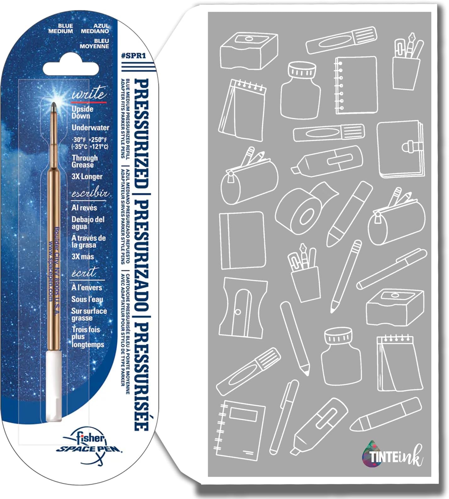 Fisher Space Pen Refill Blue Ink 1,2,3 Fine, Medium or Broad Refills, Pressurised Refills Writes Underwater, on Wet Paper, Grease and Upside Down! (1, Medium)