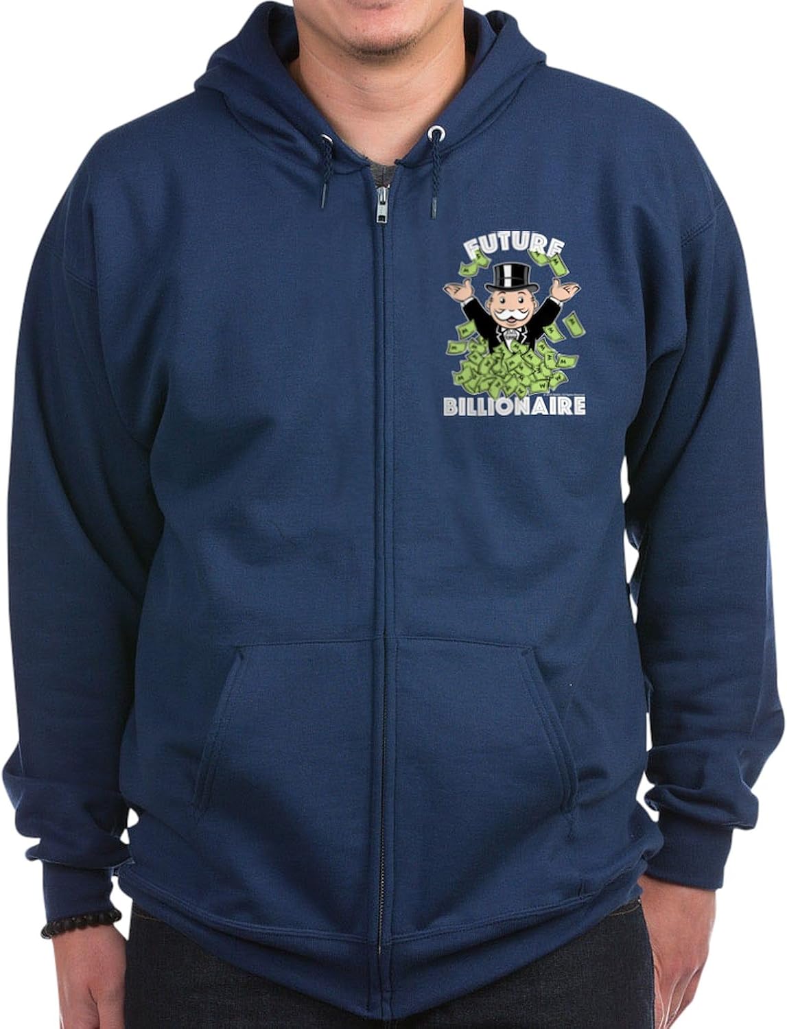 CafePress Monopoly Future Billionaire Zip Hoodie (Dark) Men's Dark Zip-Up Hooded Sweatshirt