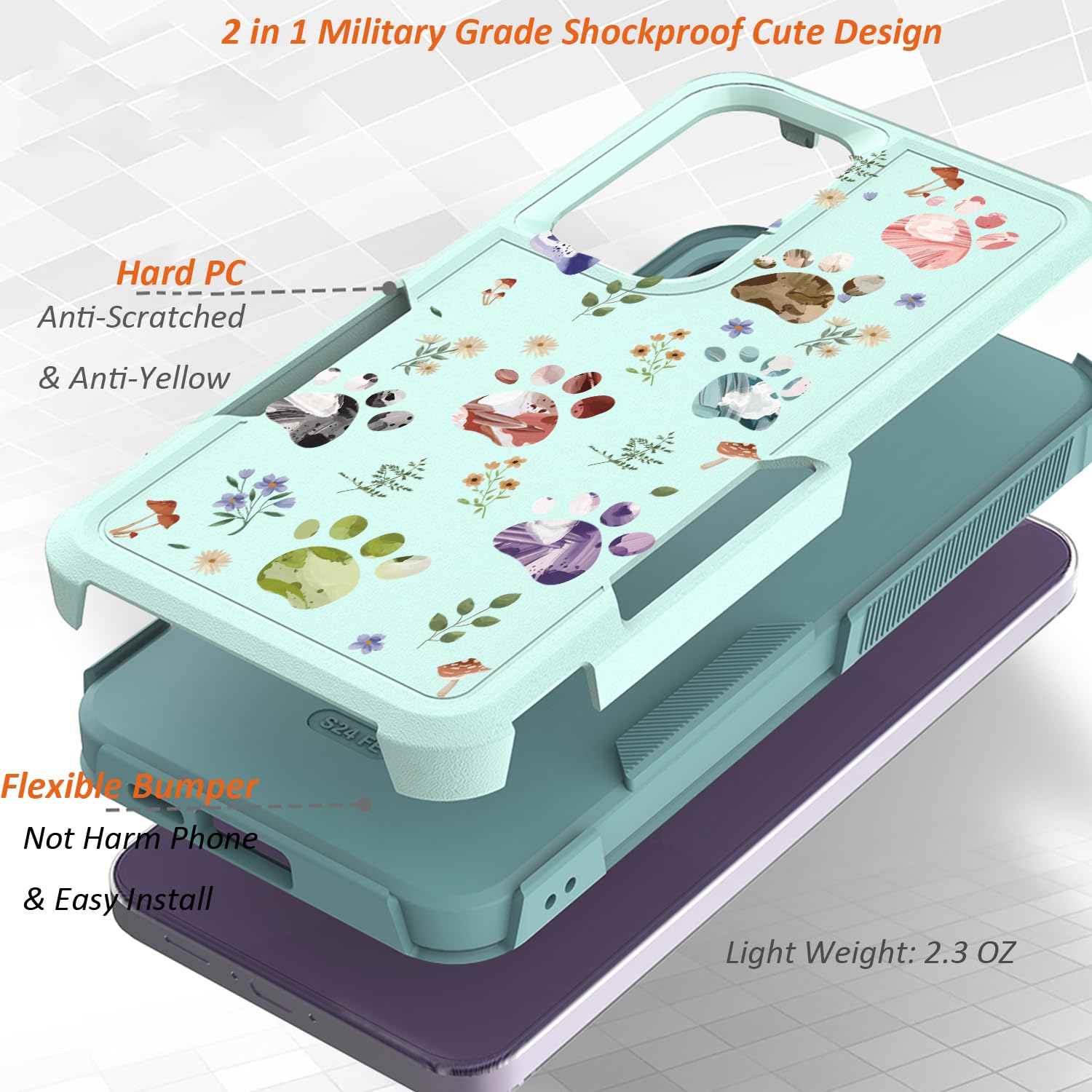 Funda para Samsung Galaxy S24 FE 5G con protector de pantalla + protector de lente de cámara: bonito diseño floral de flores para niñas y mujeres, funda delgada de silicona TPU para teléfono