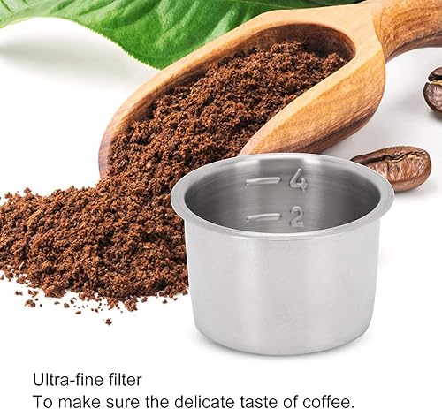 Miniatura 4 de Filtro de café, 4 tazas de 2.008 in de acero inoxidable de una sola pared no presurizada filtro poroso cesta apto para DeLonghi, para EUPA, para