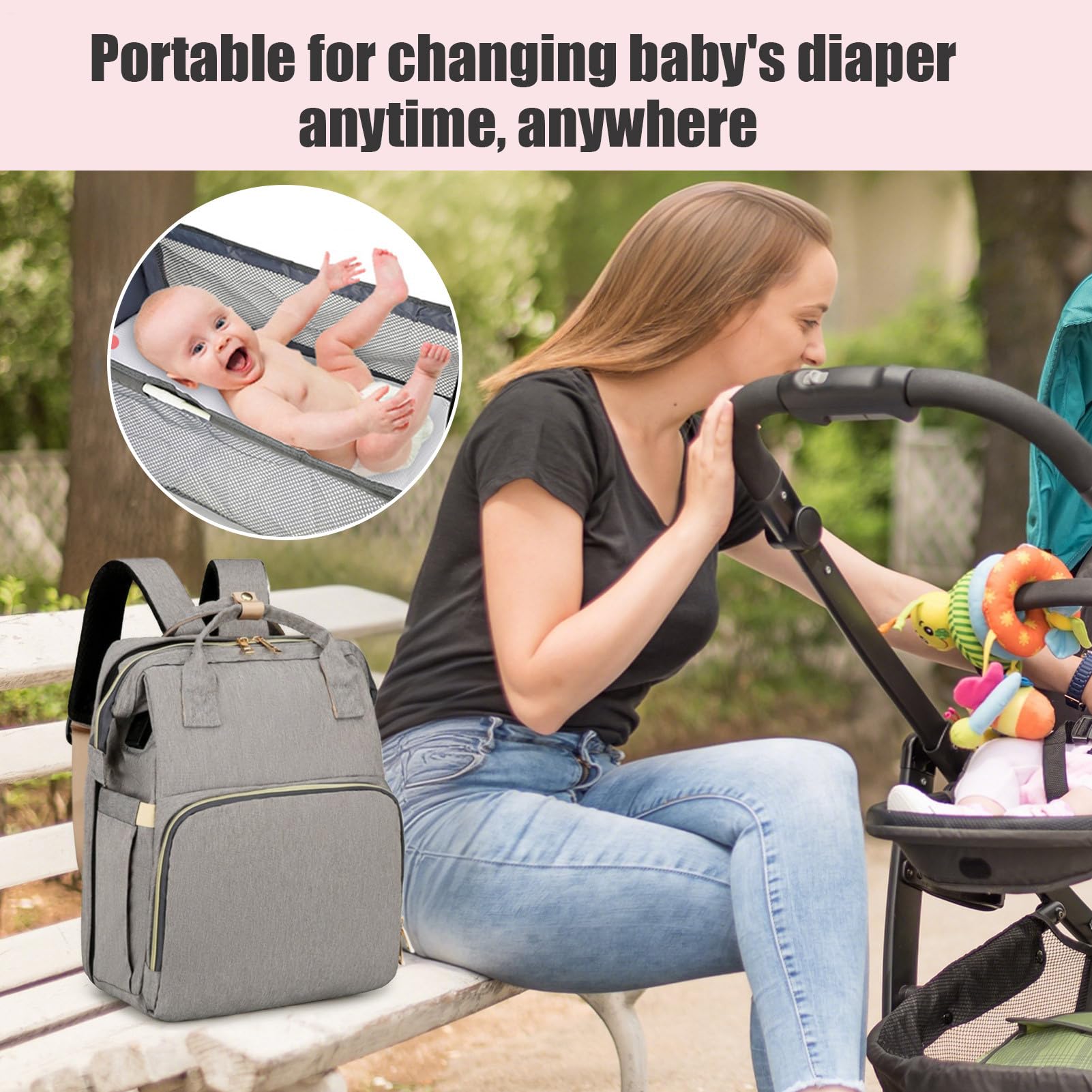 Borsa per pannolini impermeabile, grande capacità, accessorio da viaggio leggero per riporre vestiti, giocattoli e bottiglie