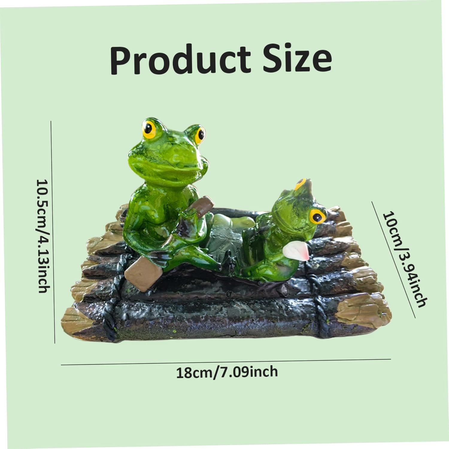 Outdoor Pond,Floating Pond Decor, Resin Frog Pond Decorations Outdoor, Miniature Frog Statue On Raft, Waterproof Frog Figurine for Home Yard Garden, Standard, Green