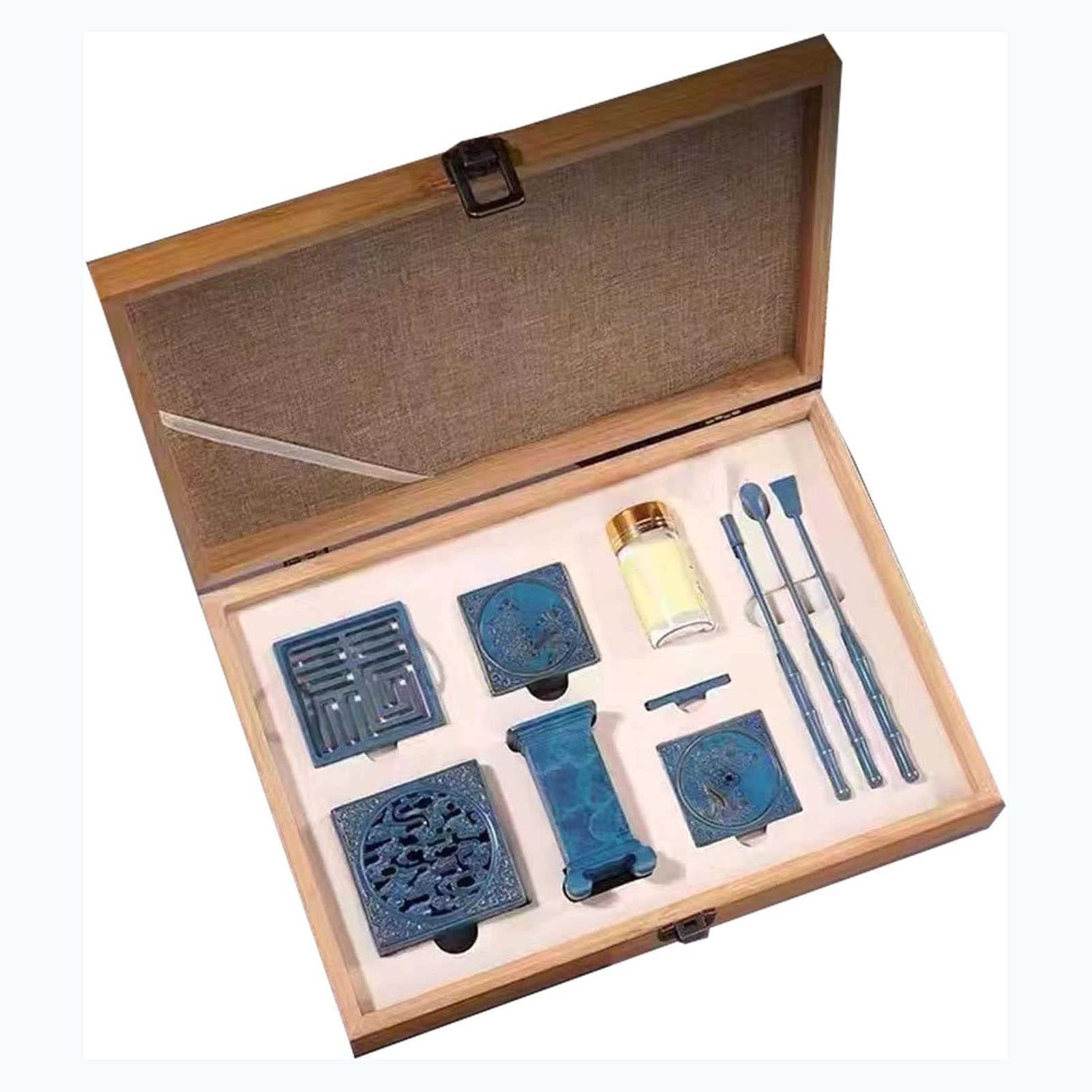 Herramienta de Kit de Quemador de Incienso de Cobre, Juego de Herramientas de Incienso de latón para Yoga en el hogar, para meditación de Yoga en el hogar,moldes de Cono de Incienso.(9 Piezas/Juego)