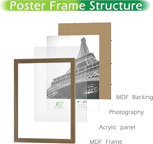 Vista 33 de FrameWorks Marco para póster de madera de 18 x 24 pulgadas, marcos clásicos de color negro mate con vidrio acrílico inastillable, fotos, pósters