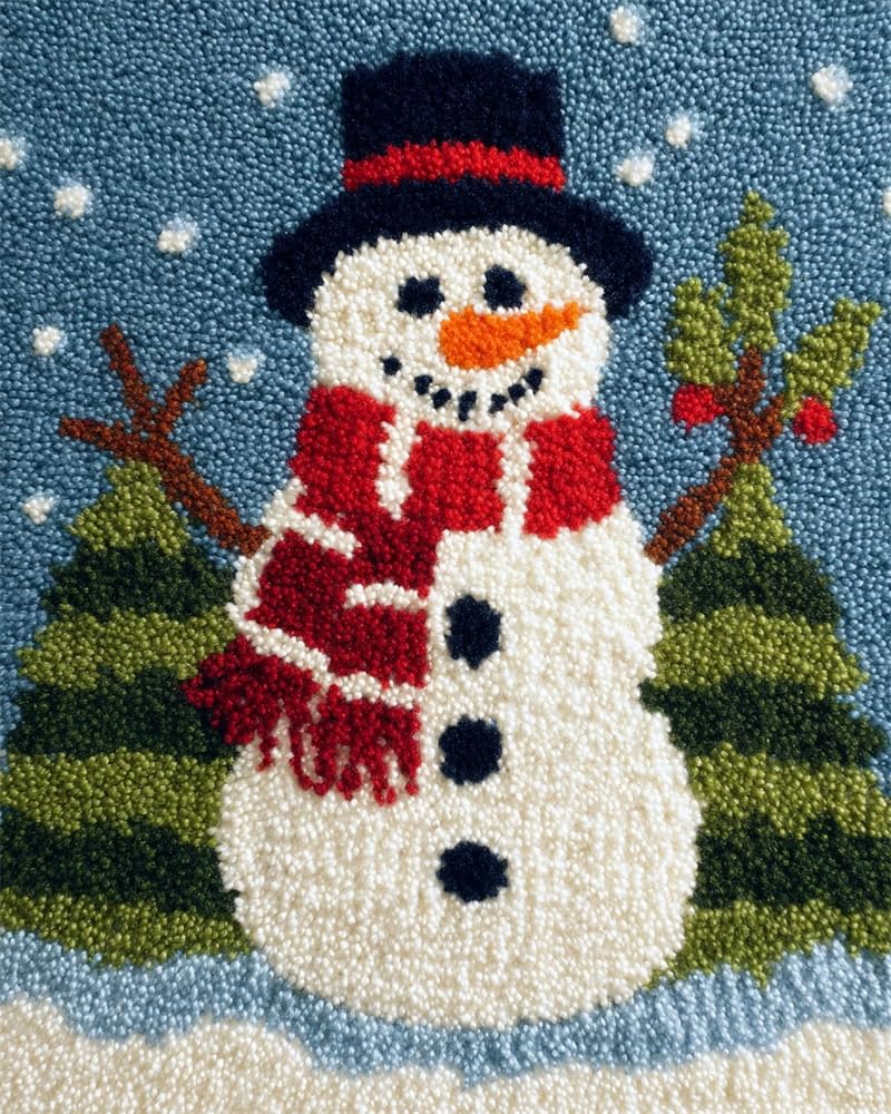 FWRTYCB Latch Hook Kits Rug Christmas Snowman Xmas Father