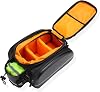 VELOWAVE Electric Bike Rear Rack Bag | Carbon Leather Expandable Waterproof Trunk Bag with Carry Strap | Large Capacity Ebike Storage for Commuting, Camping & Outdoor Travel
