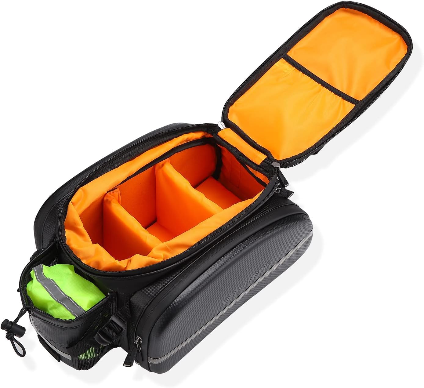 VELOWAVE Electric Bike Rear Rack Bag | Carbon Leather Expandable Waterproof Trunk Bag with Carry Strap | Large Capacity Ebike Storage for Commuting, Camping & Outdoor Travel