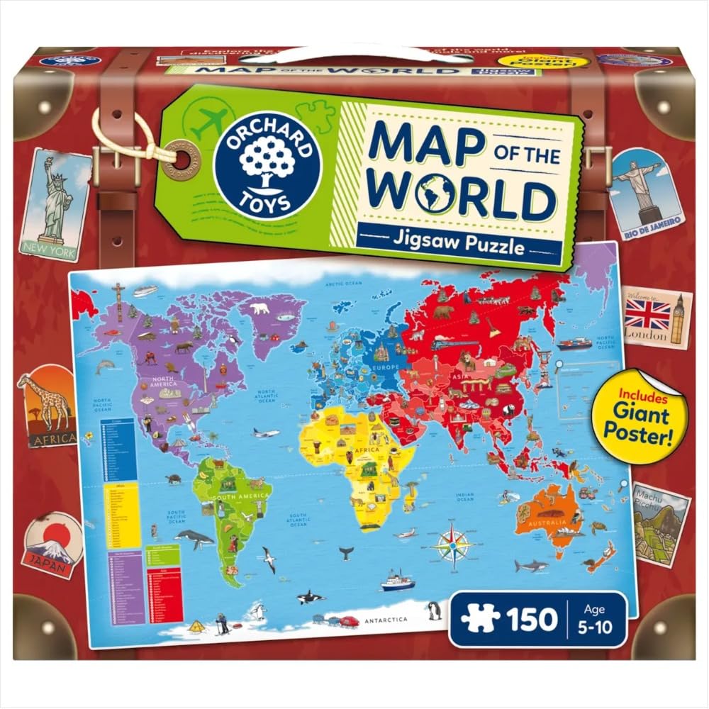 Orchard Toys Map Of The World Jigsaw Puzzle Educational 150pcs Countries 5+ New