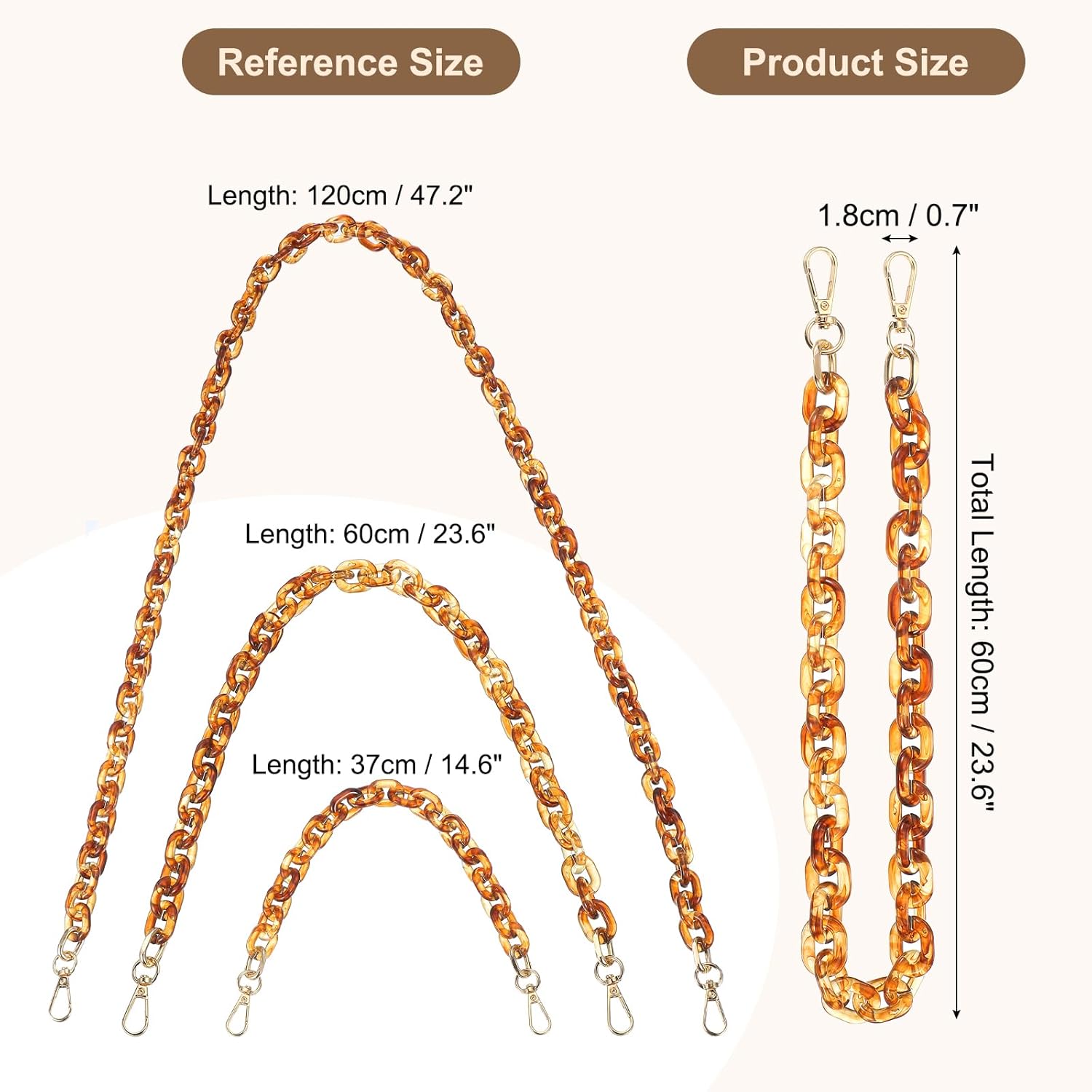 PATIKIL Acrylic Purse Strap, Acrylic Chain Purse Strap Replacement Luxury Handbag Chain Handle Straps - Image 2