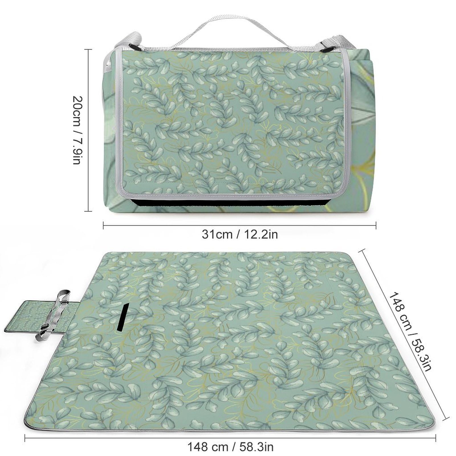 3D Impression Les Feuilles Modèle Couverture Pique Nique Tapis Pique Nique Nappe Picnic Couverture De Pique-Nique pour Camping, Parc, Jardin 148x148cm