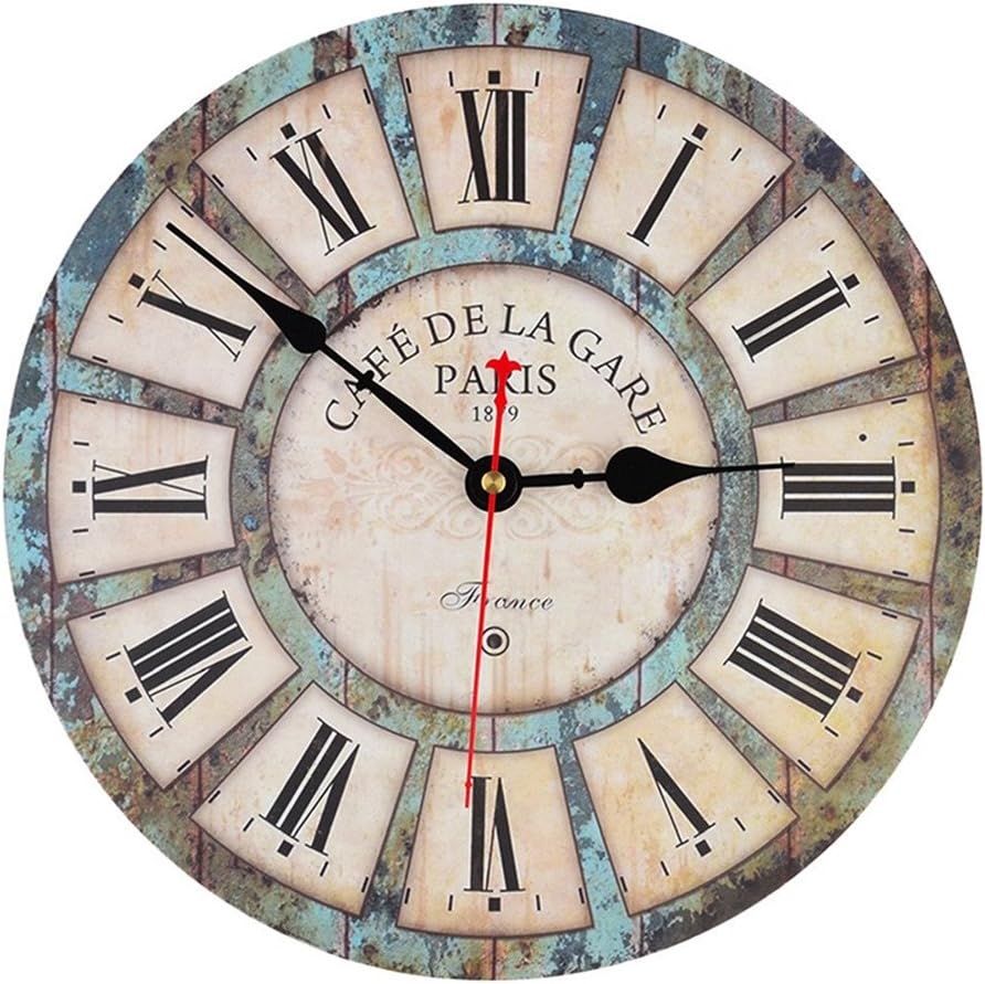 Wall Clcok Cristaly 12-Inch Silent Wall Wooden Clock French Country Tuscan Style Roman Numeral Design Clock Wall Decorative Clocks for Bedroom Living Room Bathroom Office Cafe …