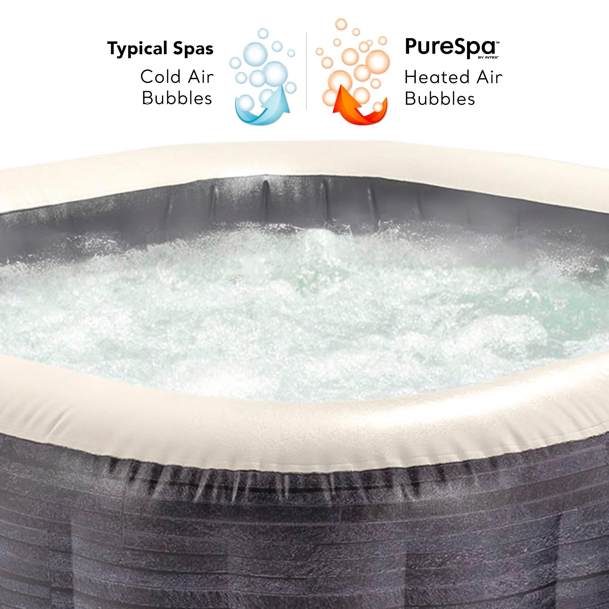 Intex Spa hinchable cuadrado Greystone Deluxe 4 personas, 175x175x71 cm, Calentador 2.200 W, Burbujas aire caliente, Clorador salino, Depuradora con filtro S2 (1.741 l/h), Accesorios incluidos (55093)