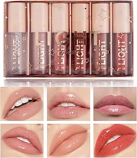 AWCCXMYM Juego de 6 brillos de labios nude, b...