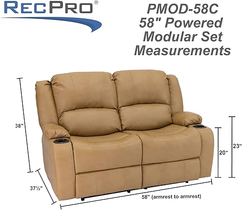 Miniatura 56 de RecPro Charles - Sofá reclinable doble de pared de 58 pulgadas, para autocaravana, con tela mejorada (color plomizo)