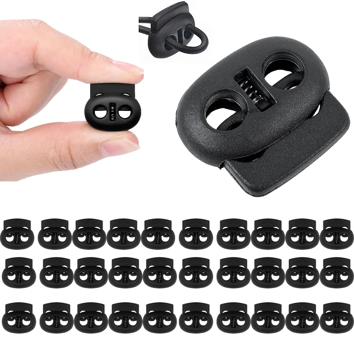 30 Fermacorda A Campana In Plastica - Terminali Per Cordini Di Zaini, Felpe E Accessori, Grigio Metallo - Foto 8