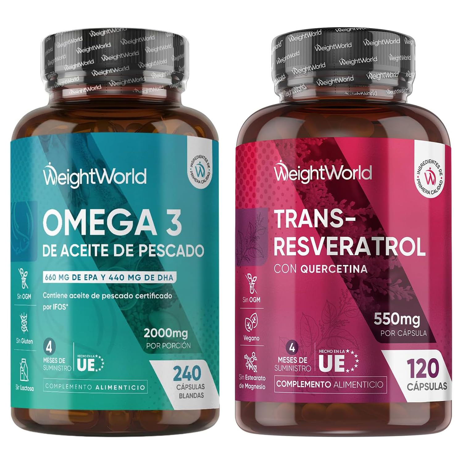 Pack Omega 3 2000mg + Trans Resveratrol 550mg - Con Quercetina