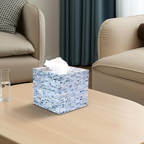 Miniatura 5 de CLAYNIX Cubierta para caja de pañuelos  Cubo de mosaico de madreperla  Servilletero cuadrado  Almacenamiento de papel higiénico  Organizador