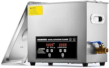 CREWORKS Ultrasound Cleaner with Heater and Timer, 1.6 gal Digital Sonic Cleaning Machine, 180W 6L Stainless Steel Jewelry Cleaner for Professional Tool Glasses Watch Retainer Denture Parts Cleaning