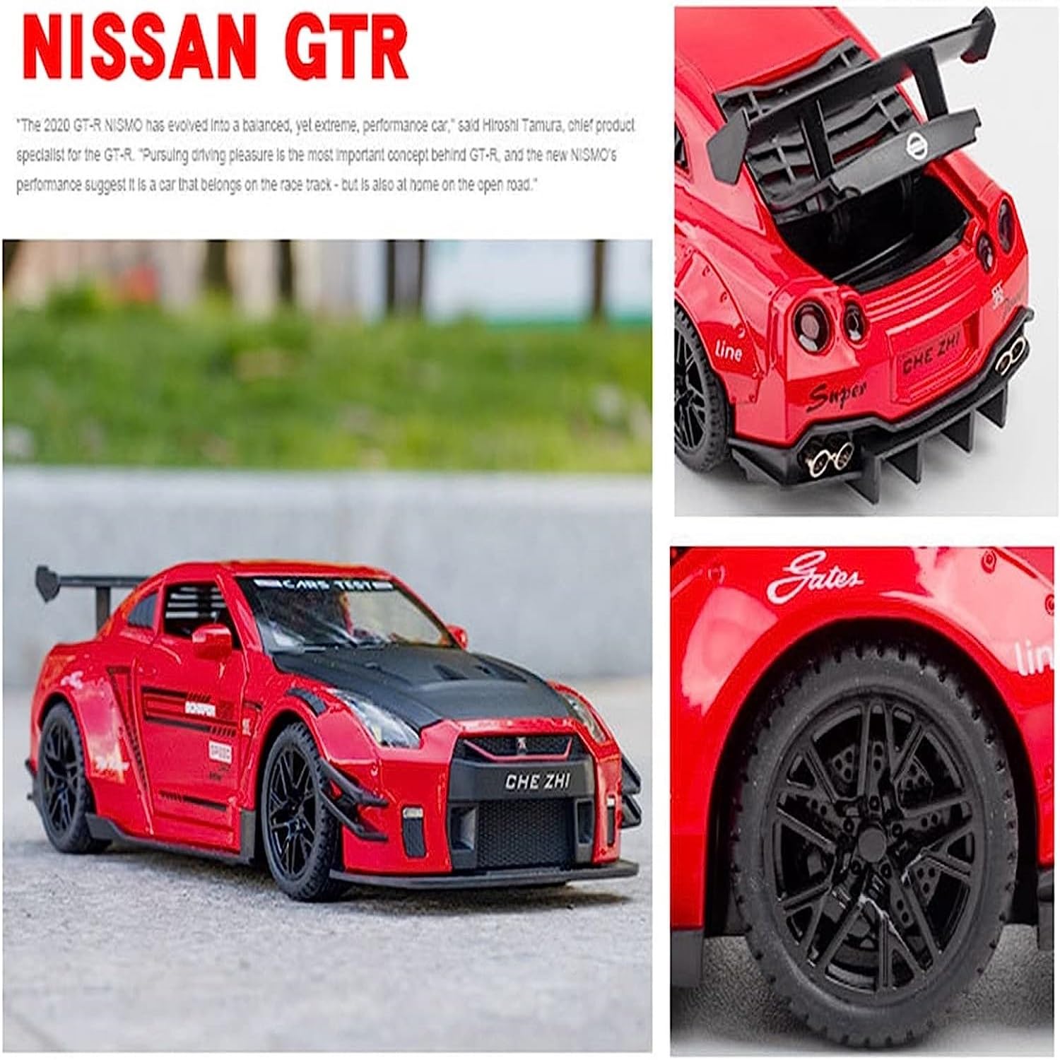 1:24 for Nissan GTR R35 Sports Car Alloy Model Car Kids Toys Car Diecasts & Toy Vehicles Toy Cars Strong Pull-Back Sound 2