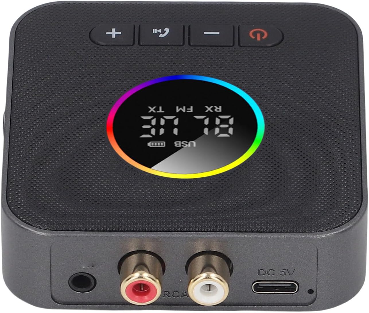 GOWENIC Bluetooth 6.0 Transmitter Receiver, 3 in 1 Wireless Stereo Adapter with Digital Display and AUX 3.5mm USB Support, for iOS PC TV Home Speakers