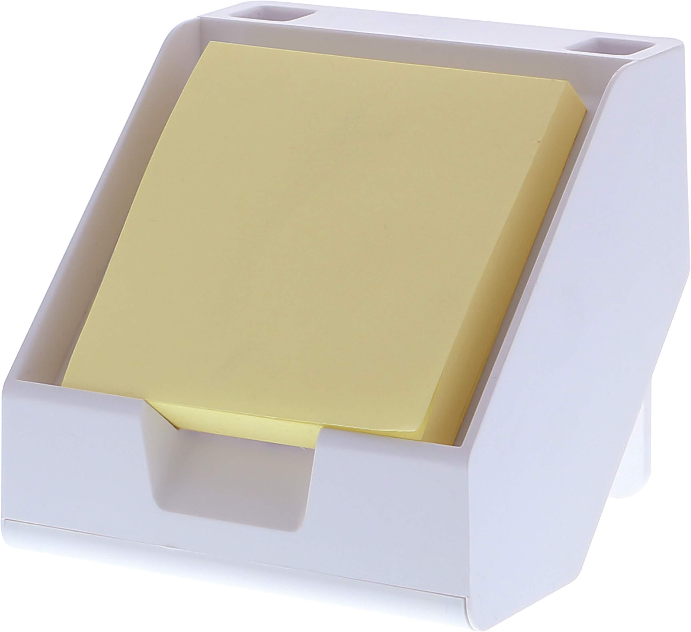 Bostitch Office Sticky Note Holder + Business Card Stand, Includes Pen Holders, White