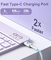 Vista 3 de Hamile Funda para iPad de 11ª y 10ª generación con teclado - 7 colores retroiluminados Inalámbricos Desmontable Folio Funda de teclado con soporte