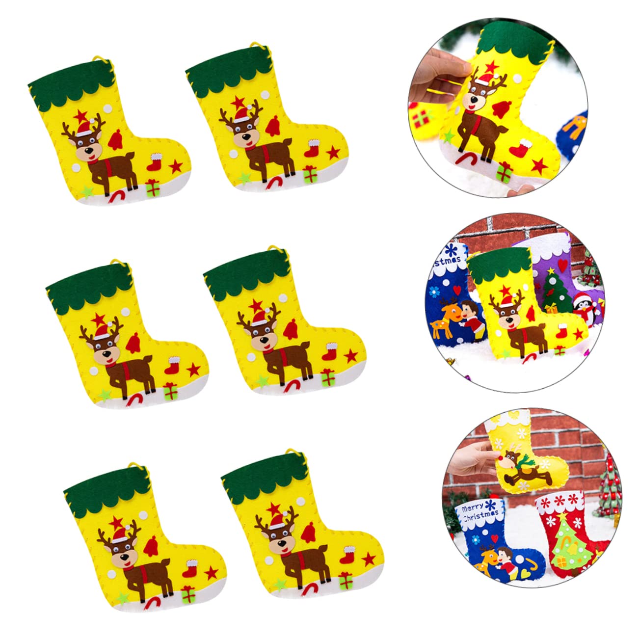 Toyvian 30piezas Kit De Manualidades De Calcetines Navideños Para Materiales Creativos Para Decoración De Navidad Infantiles y Actividades De Manualidades
