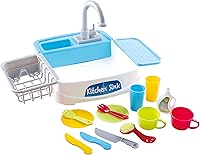 PLAY My Little Kitchen Sink Toy - Toddler Running Water Dishwasher Playset with 18 Utensils & Accessories for Boys Girls 3+