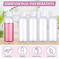 Vista 2 de 50 botellas pequeñas de viaje de 3.4 onzas, botella vacía para apretar, recipiente transparente para champú recargable con 2 embudos para líquidos