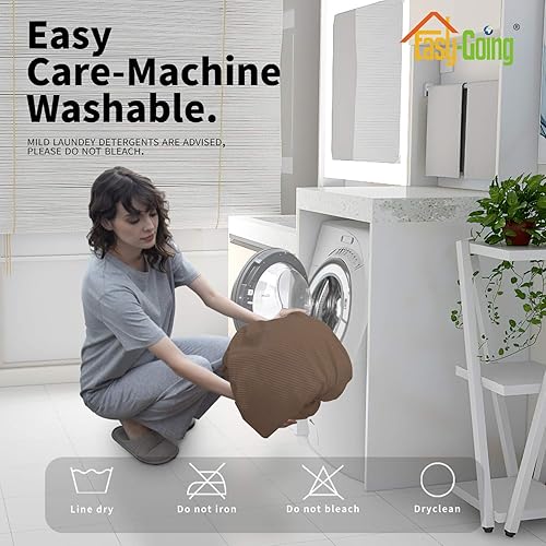 Miniatura 182 de Funda elástica para sofá reclinable de fácil colocación, Tela mezcla de poliéster Algodón, Arena