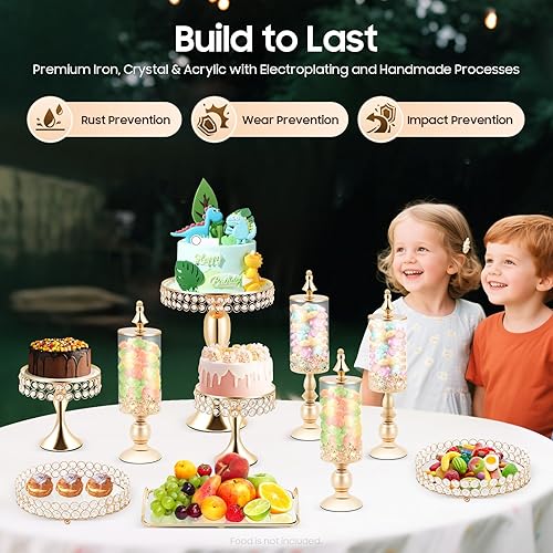 Miniatura 4 de Soporte para tartas, juego de soporte para tartas, exhibición de platos de postre de cristal para cupcakes, soporte de mesa de postre de metal para