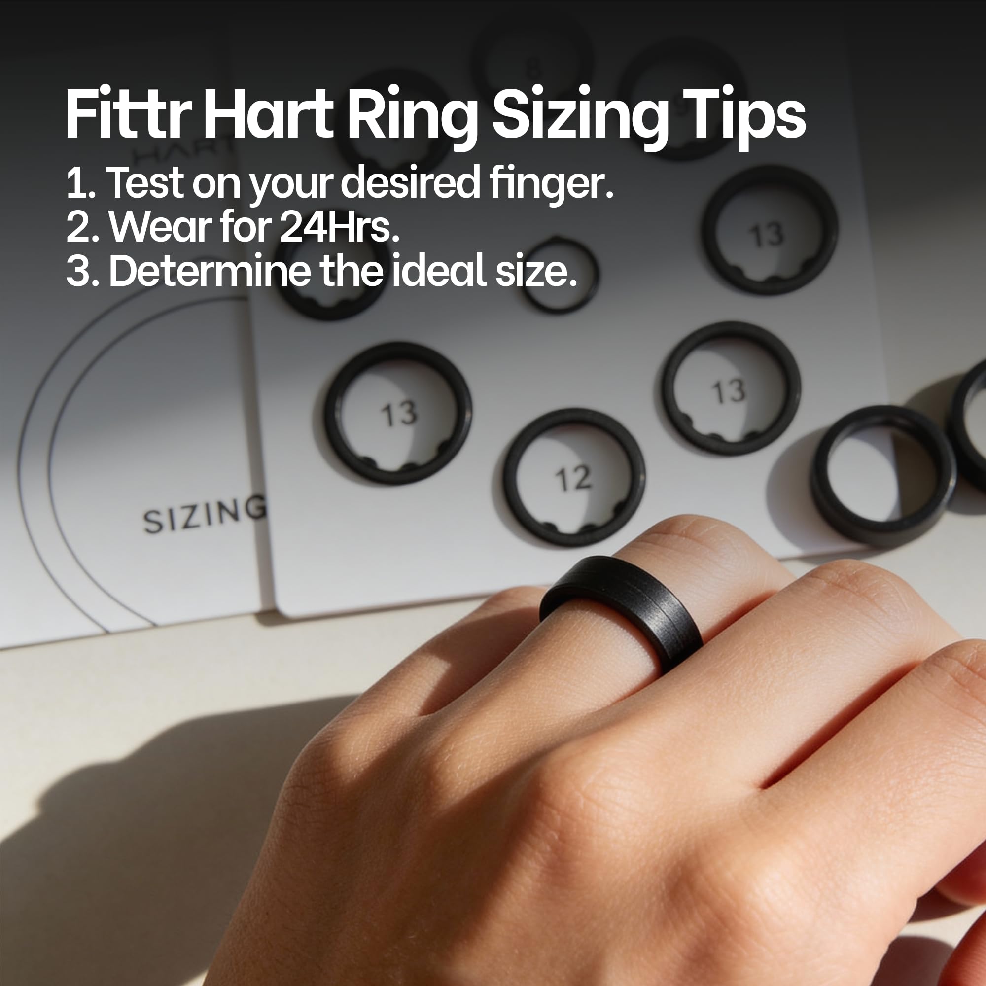 FITTR HART X2 Smart Ring Sizing Kit – Conferma la dimensione prima dell'acquisto – Scegli tra 8 misure