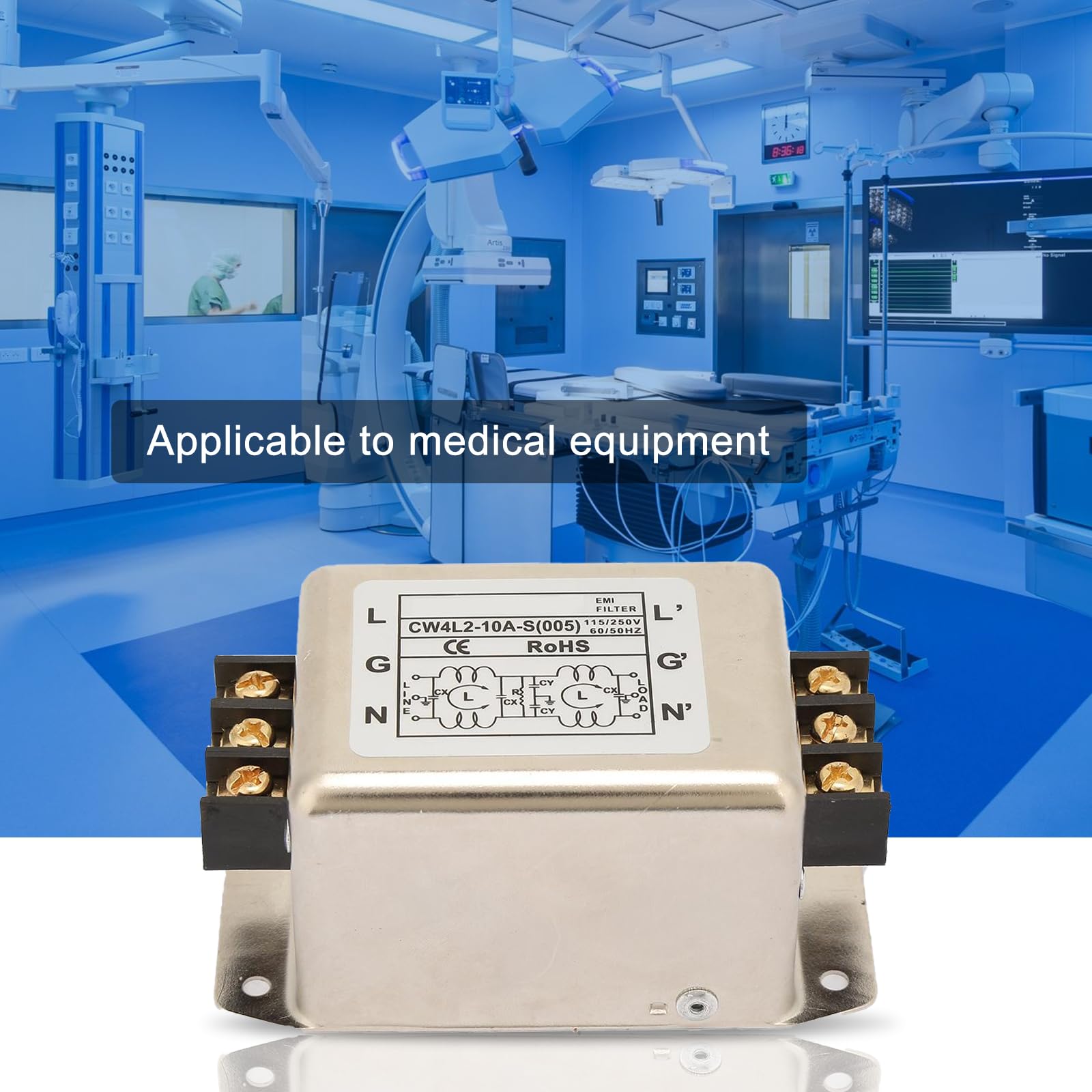 Filtro Linea di Alimentazione CW4L2-10A-T, Filtro Emi di Alimentazione Monofase 15V/250V 150/60 Hz Adatto Per Apparecchiature Meccaniche, Tapis Roulant E Apparecchiature Mediche