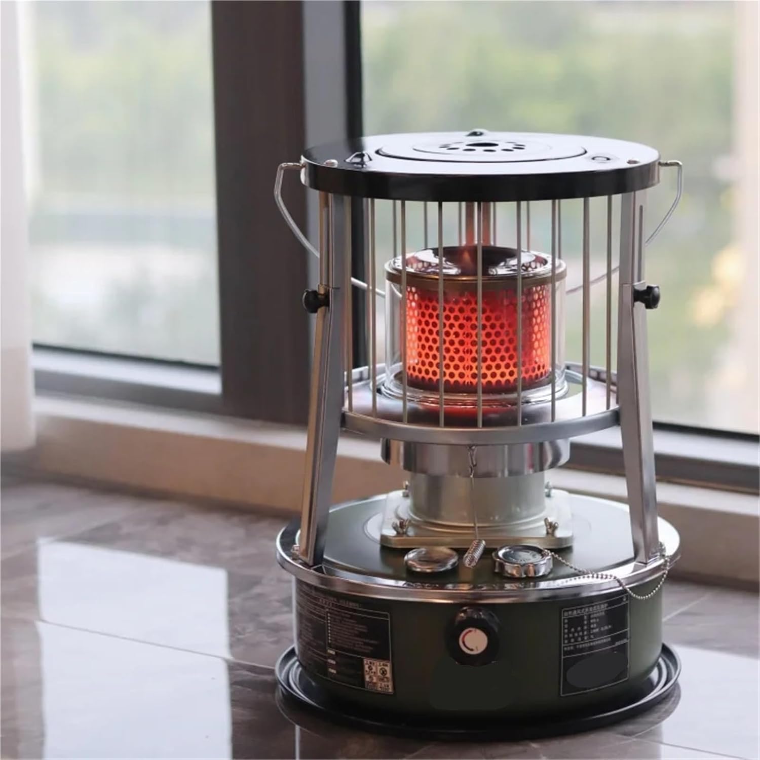 Kerosene Heater, Outdoor Kerosene Heating Stove Household Camping Barbecue Ice Fishing Portable Baking,for Indoor Camping Garage(Green)