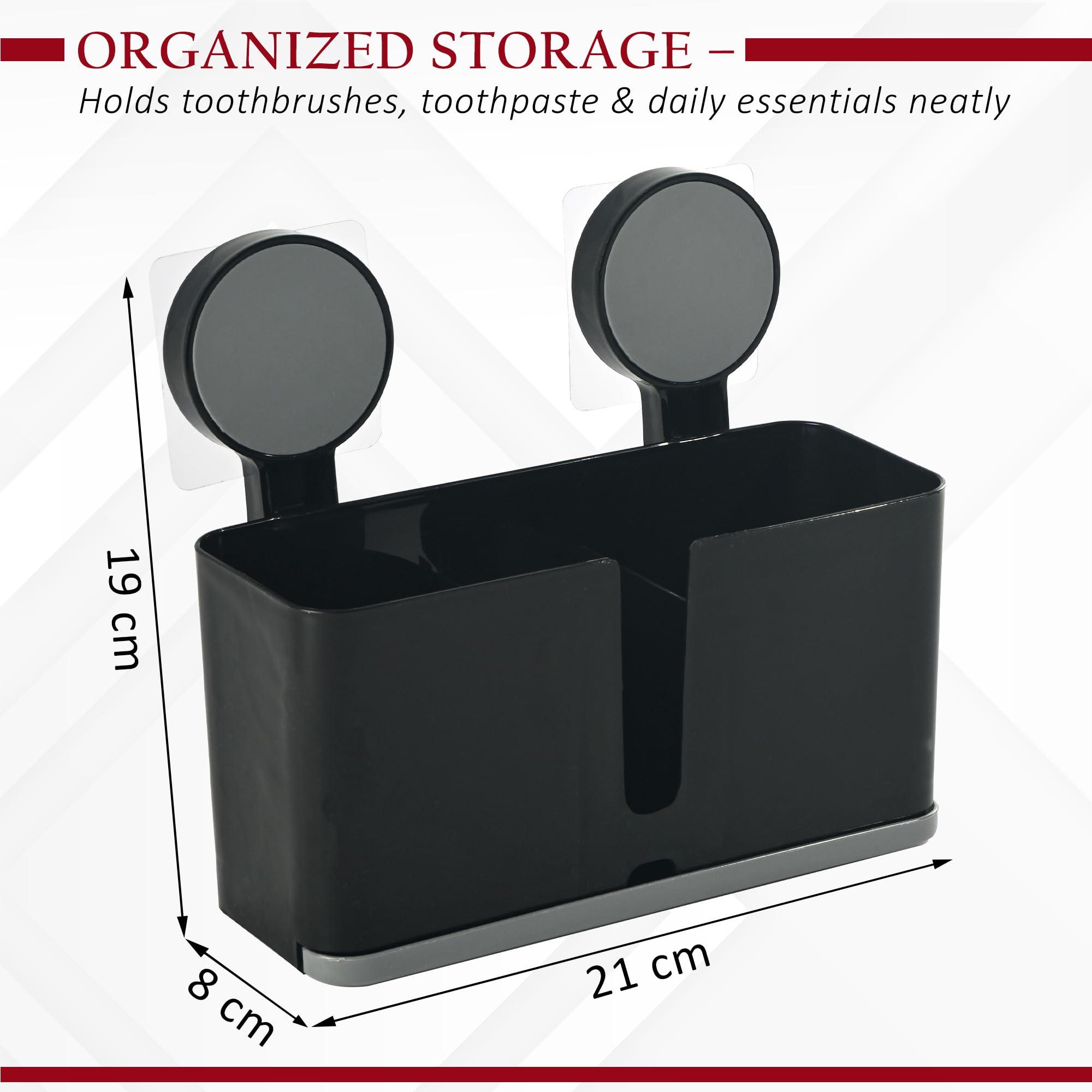 Toothpaste & Brush Holders - Wall Mounted Organizer -3